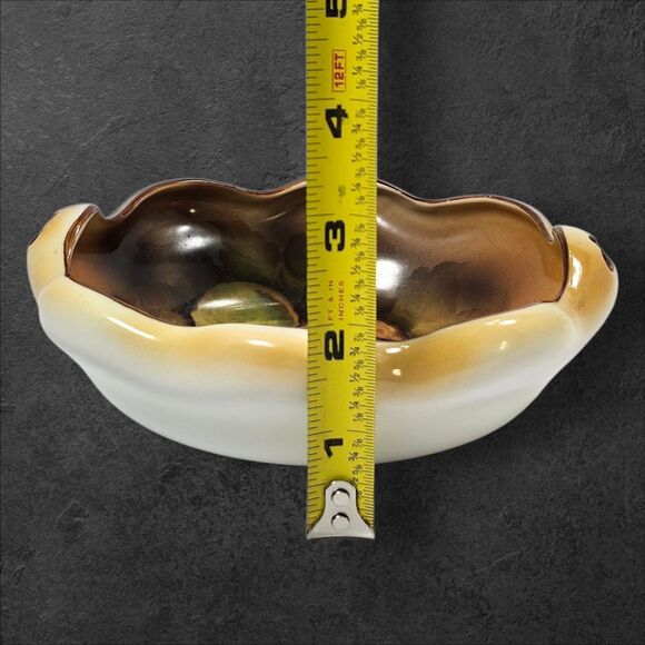 Vintage Noritake Hand Painted Nut Bowl w/ Handles M in Wreath Mark Japan Walnut - Picture 9 of 9